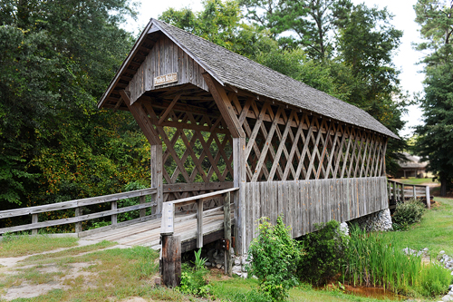 Historic Wooden Covered Bridge in Alabama